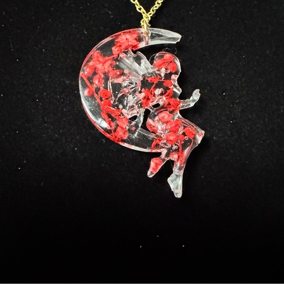 ⚜️3 for $30⚜️ Handmade Resin Fairy Moon Pendant Good Necklace Dried Flower Angel - Picture 9 of 9